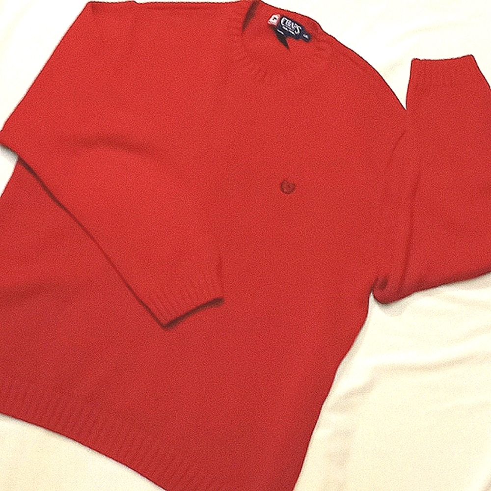 😝 EUC "CHAPS" red crew neck cotton sweater